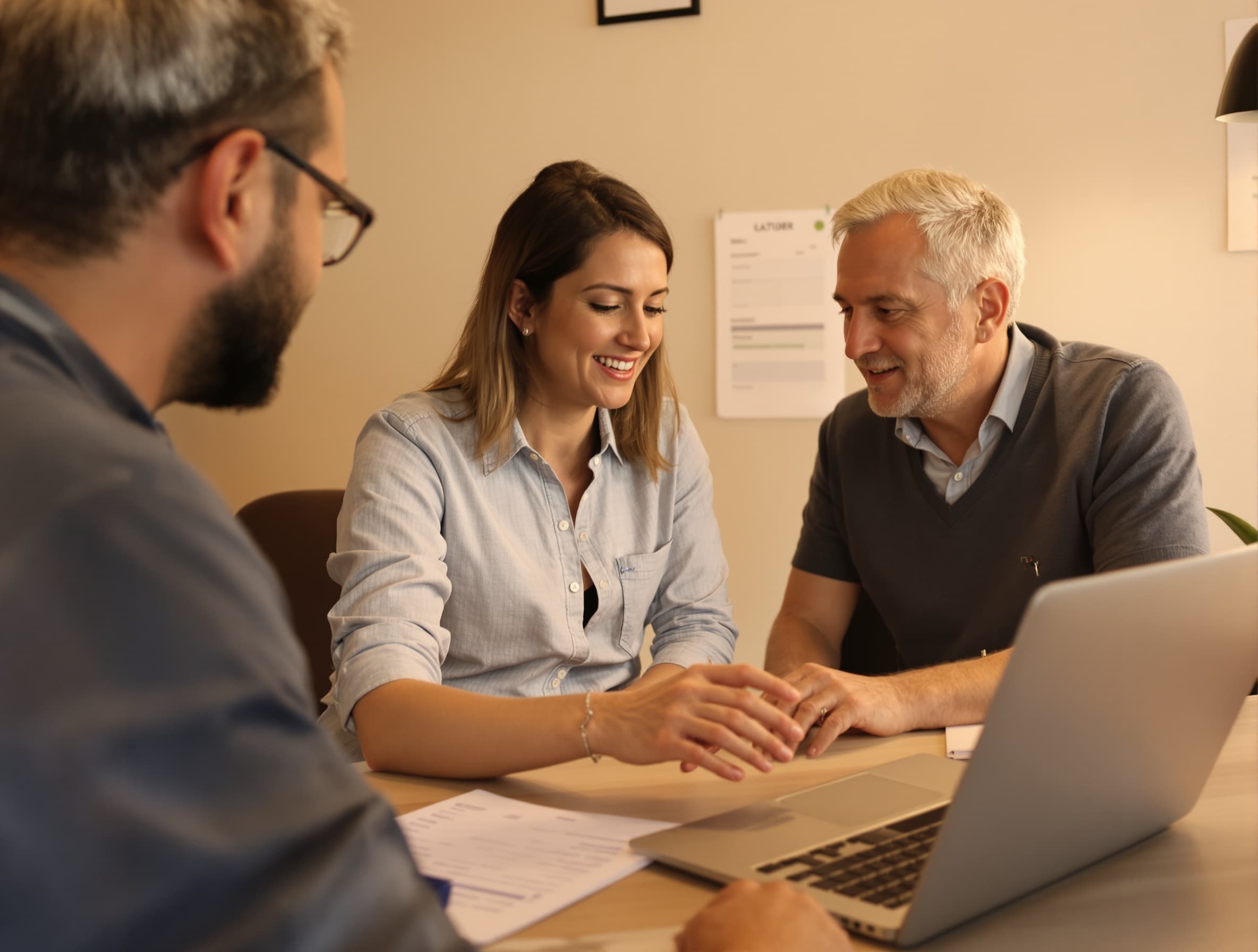 Dirigeant et comptable examinant des factures sur un ordinateur